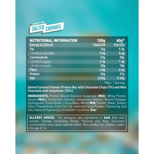 Grenade Protein Bar Chocolate Chip Salted Caramel Flavour 60g thumbnail 2