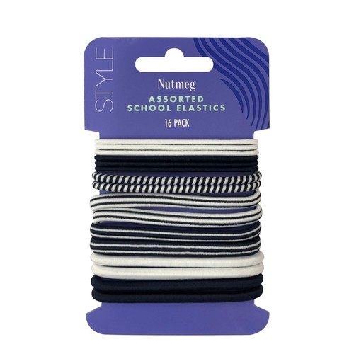 Nutmeg School Essentials Navy & White Hair Elastics