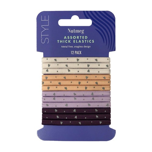 Nutmeg Kids Patterned Hair Elastics 12Pk