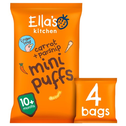 Ella's Kitchen Carrot and Parsnip Mini Puffs Multipack Baby Snack 10+ Month