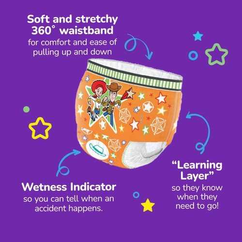 Huggies Pull-Ups Unisex Day Time Training Nappy Pants, Size 6 thumbnail 2