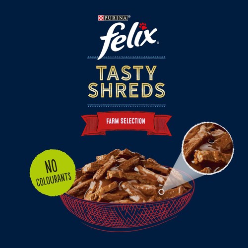 Felix Tasty Shreds Farm Selection in Gravy Wet Cat Food thumbnail 2