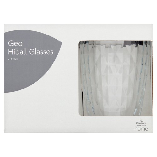 Morrisons Geo Hi Ball Glass 4Pk