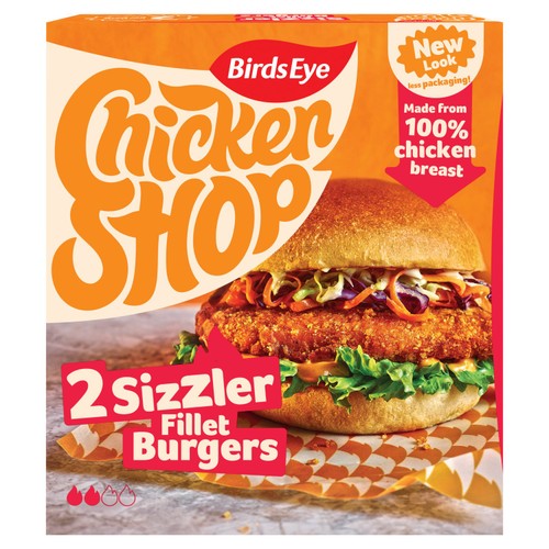 Birds Eye Chicken Shop 2 Sizzler Breaded Chicken Fillet Burgers 227g