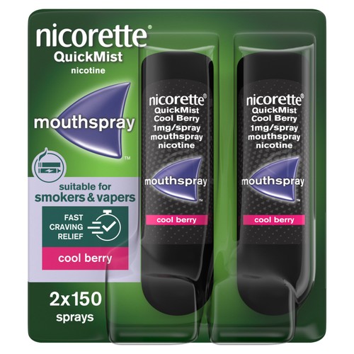 Nicorette Quickmist Cool Berry Mouthspray 2 Units Quit Vaping Aid