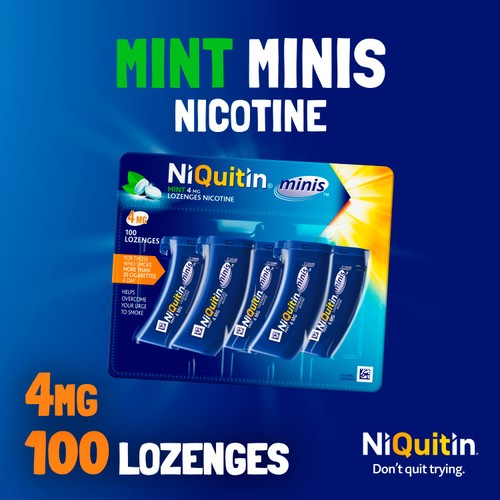 NiQuitin Minis Mint 4mg 100 Lozenges thumbnail 3