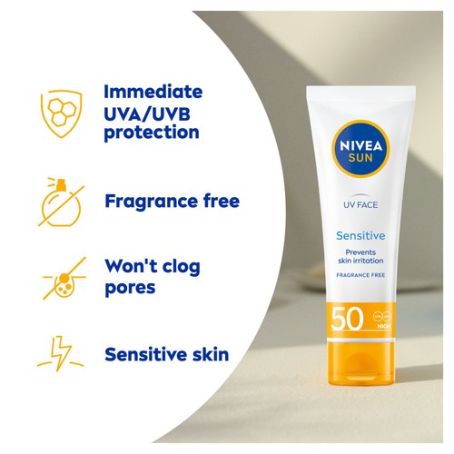 NIVEA SUN Ultra Violet Face Soothing Sensitive Sun Cream SPF 50 50ml thumbnail 6
