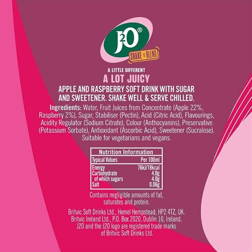 J2O Apple & Raspberry 10 Bottles thumbnail 3