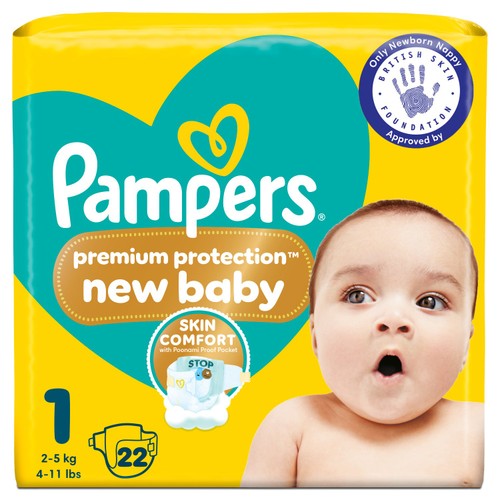 Pampers Premium Protection New Baby Size 1, 22 Nappies Carry Pack