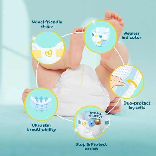 Pampers Premium Protection New Baby Size 2, 31 Nappies Carry Pack thumbnail 4