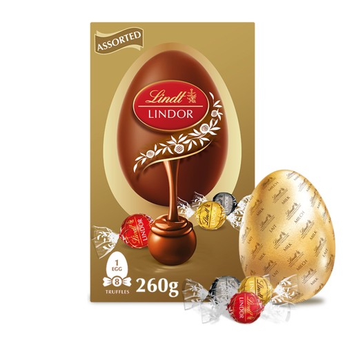 Lindt Lindor Milk Chocolate Easter Egg With Lindor Assorted Truffles 260g thumbnail 2