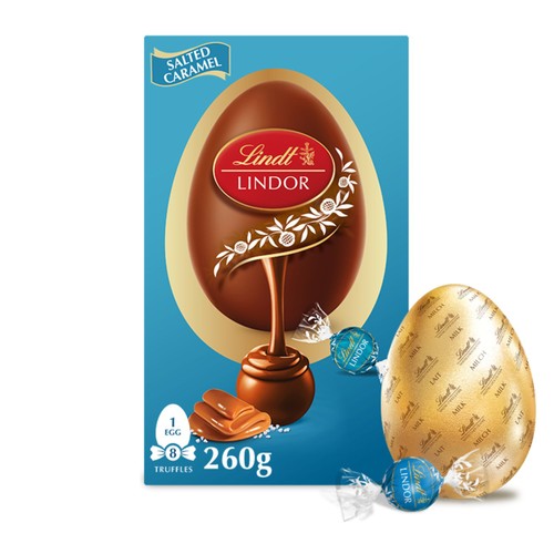 Lindt Lindor Milk Chocolate Easter Egg With Salted Caramel Truffles 260g thumbnail 2