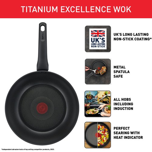 Tefal Titanium Excellence Wok 28cm thumbnail 3