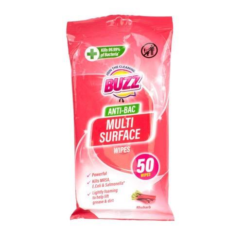 Buzz Anti-Bacterial Wipes Rhubarb