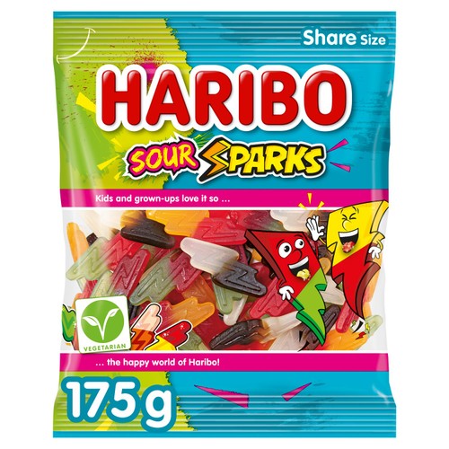 Haribo Sour Sparks Vegetarian Sweets Share Bag 175g