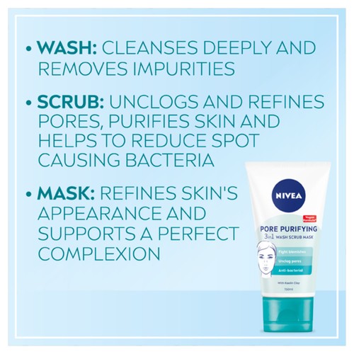 NIVEA Pore Purifying Refining Vegan 3 in 1 Face Wash Scrub Mask thumbnail 2