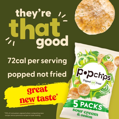Popchips Sour Cream & Onion Multipack Crisps 5 Pack