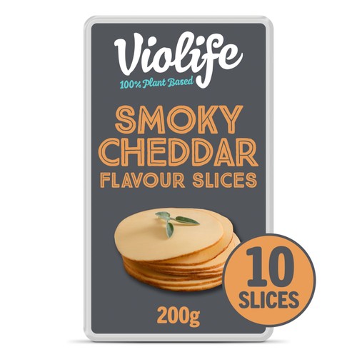 Violife 10 Smoky Cheddar Flavour Slices Vegan Alternative to Cheese 200g
