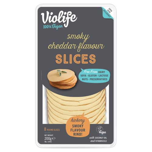 Violife 10 Smoky Cheddar Flavour Slices Vegan Alternative to Cheese 200g thumbnail 2