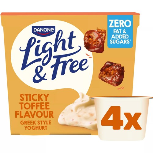 Light & Free Greek Style Yogurt Sticky Toffee Flavour 4x115g