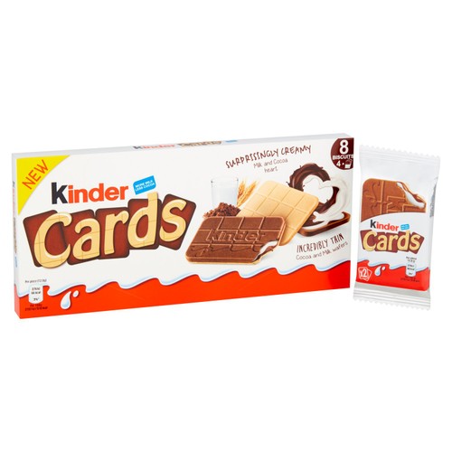 Kinder Cards Chocolate and Milk Wafer Biscuit Multipack thumbnail 2