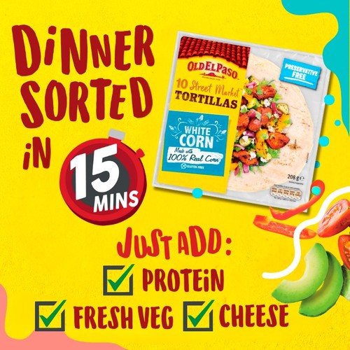 Old El Paso Gluten Free 10 White Corn Tortilla Wraps 208g thumbnail 2