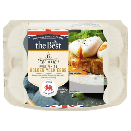 Morrisons The Best 6 White Golden Yolk Free Range Eggs