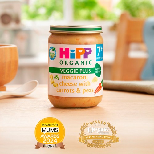 Hipp Organic Macaroni Cheese With Carrot & Peas Baby Food Jar 7M+  thumbnail 2