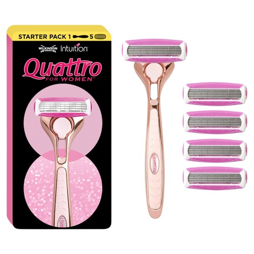 Wilkinson Sword Quattro For Women Rose Gold 1 Razor + 4 Blades