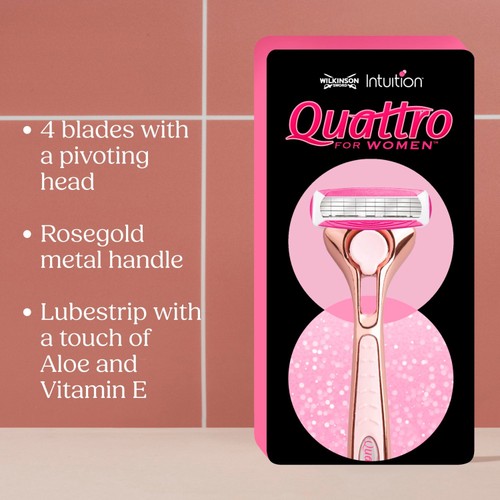 Wilkinson Sword Quattro For Women Rose Gold 1 Razor + 4 Blades thumbnail 9