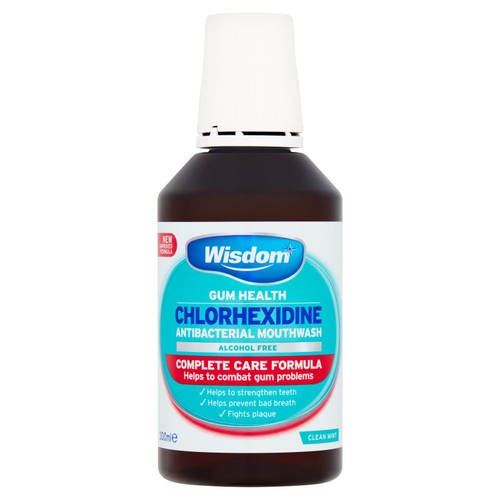 Wisdom Gum Health Chlorhexidine Complete Care Mouthwash Mint Alcohol 300ml