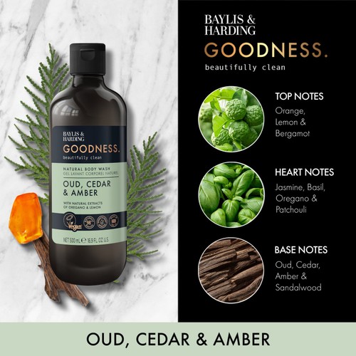 Baylis & Harding Goodness Oud, Cedar & Amber Body Wash  thumbnail 2