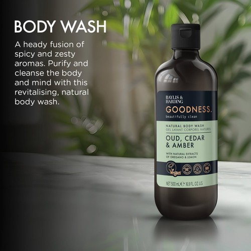 Baylis & Harding Goodness Oud, Cedar & Amber Body Wash  thumbnail 3