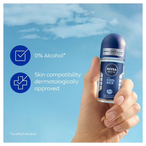 NIVEA MEN Cool Kick 72h Anti-Perspirant Deodorant Roll-On thumbnail 2