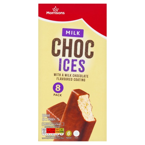 Morrisons Milk Choc Ices 8 x 70ml (560ml)