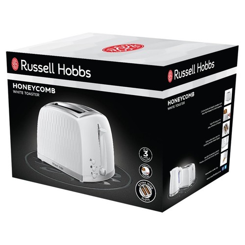 Russell Hobbs Honeycomb 2 Slice Toaster White 26060 thumbnail 2