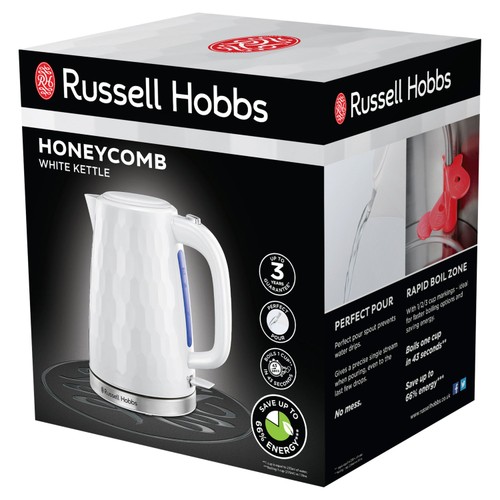 Russell Hobbs Honeycomb Cordless Kettle White 26050 thumbnail 2