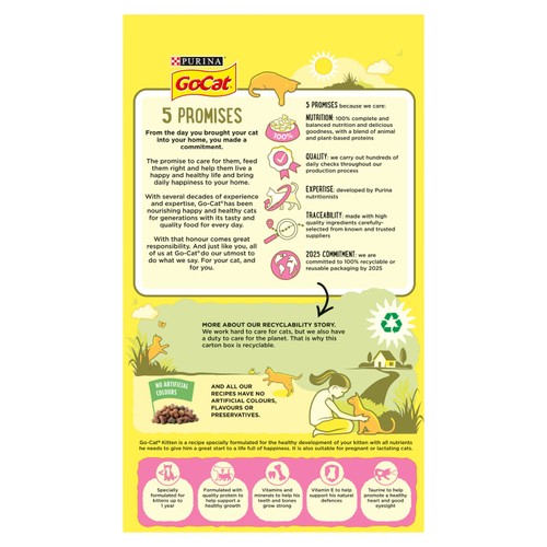 Go-Cat Kitten Chicken, Turkey and Milk Dry Cat Food   750g thumbnail 2