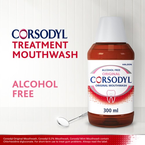 Corsodyl Medicated Antibacterial Mouthwash Original, Alcohol Free, 300ml thumbnail 5