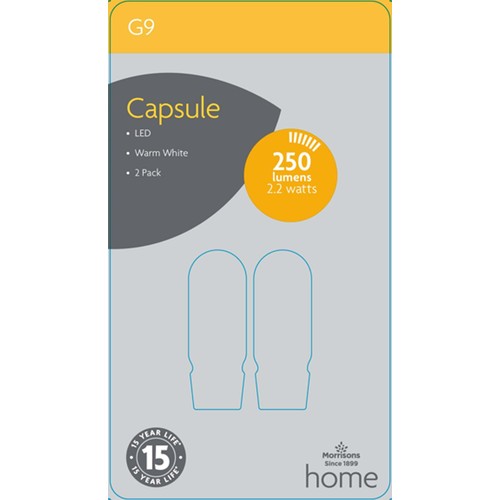 Morrisons LED G9 2.2W 25W 250 Lumens Light Bulb