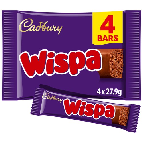 Cadbury Wispa Chocolate Bar 4 Pack Multipack