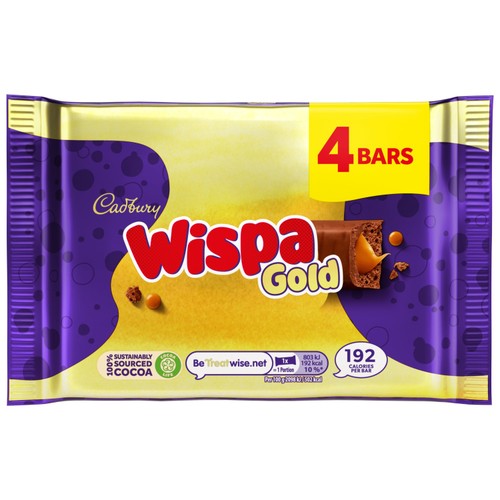 Cadbury Wispa Gold Chocolate Bar 4 Pack Multipack thumbnail 2