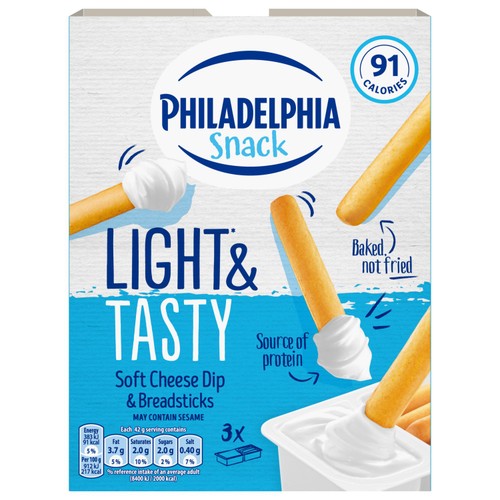 Philadelphia Snack Soft Cheese Dip & Breadsticks 3 Pack Multipack thumbnail 2