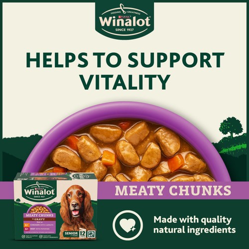 Winalot Meaty Chunks Senior Mixed In Gravy Wet Dog Food thumbnail 2