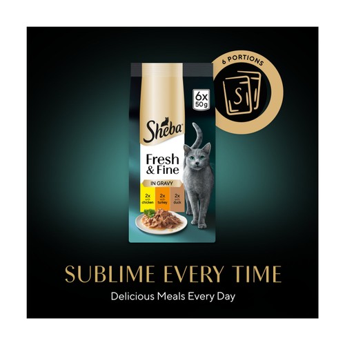 Sheba Fresh & Fine Wet Cat Food Pouches Chicken & Turkey in Gravy  thumbnail 5