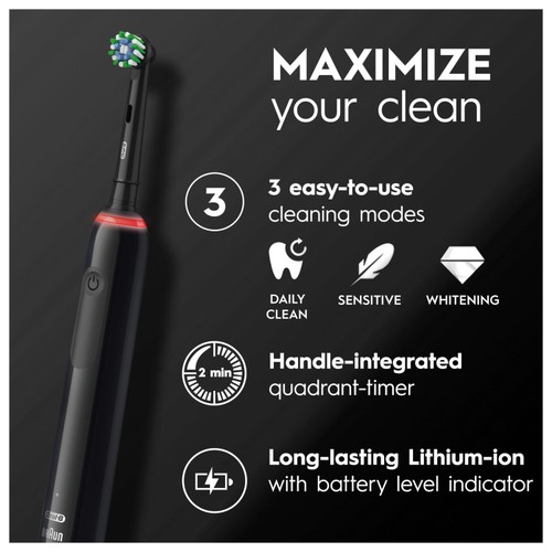 Oral-B Pro 3 3500 Black Electric Toothbrush + Travel Case thumbnail 3