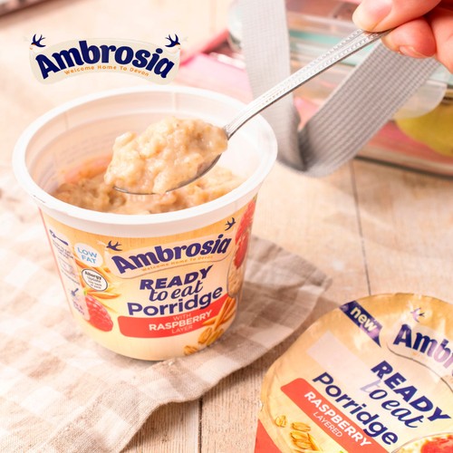 Ambrosia Ready to Eat Porridge Oat Cereal Pot Raspberry Layer   210g thumbnail 7
