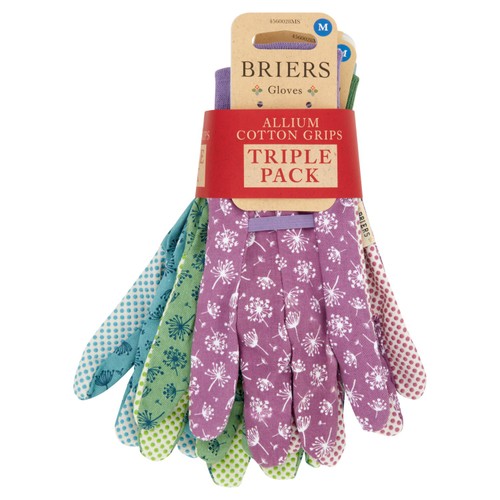 Briers Medium Allium Cotton Grips Ladies Gloves   3 Pack