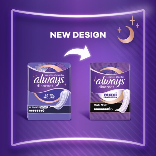 Always Discreet Pads Maxi Night Incontinence Bladder Weakness 12 Pack thumbnail 4