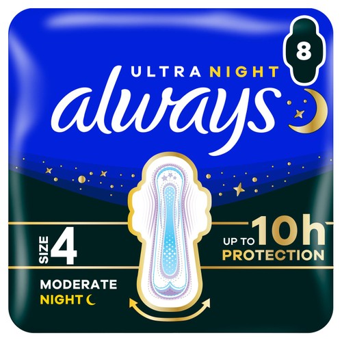 Always Ultra Secure Night Sanitary Pads With Wings Size 4